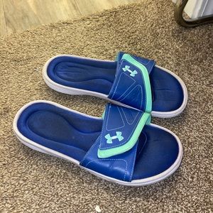 under armour blue/teal foam slides